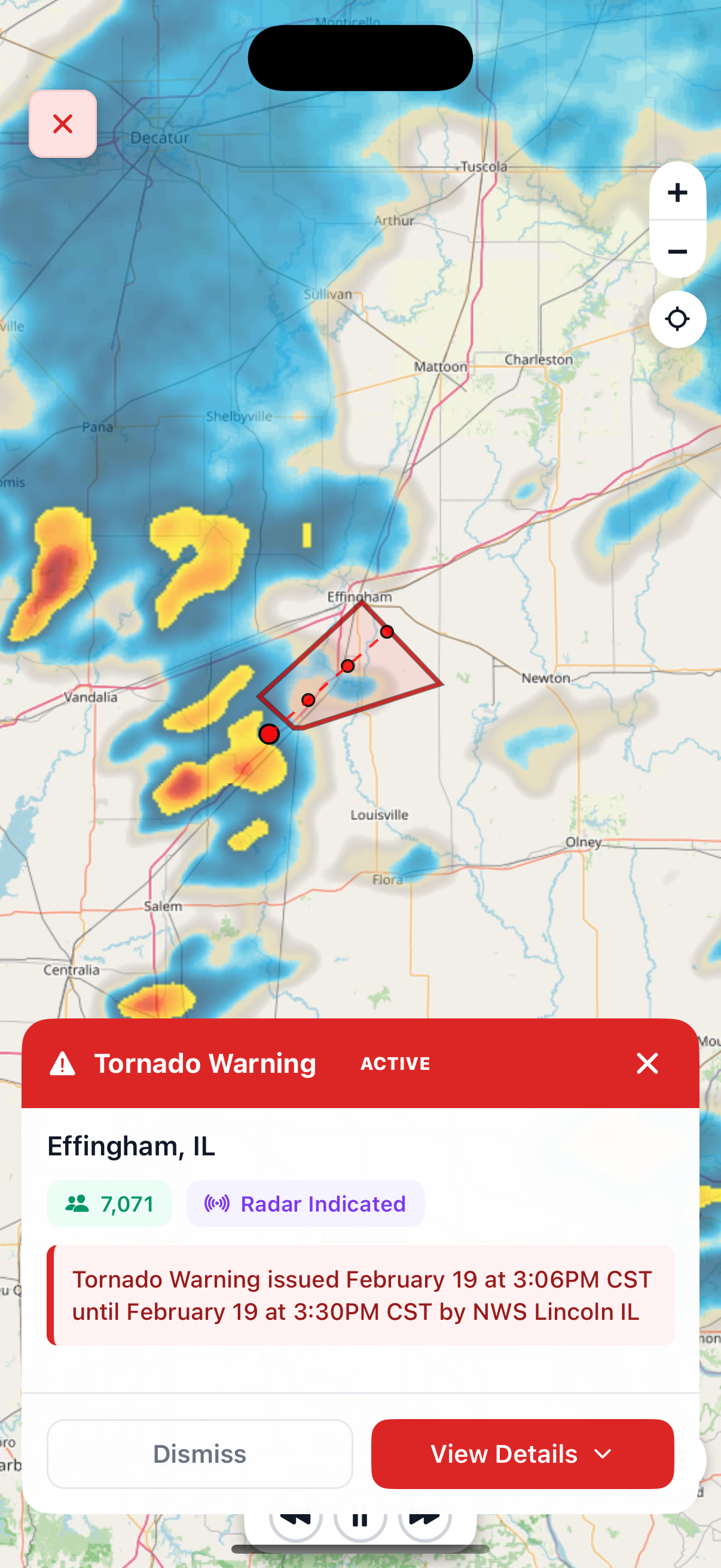 Warning detail view